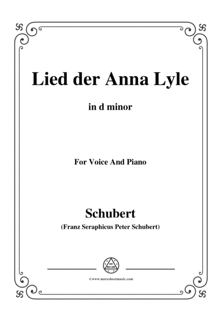 Free Sheet Music Schubert Lied Der Anna Lyle Op 85 No 1 In D Minor For Voice Piano