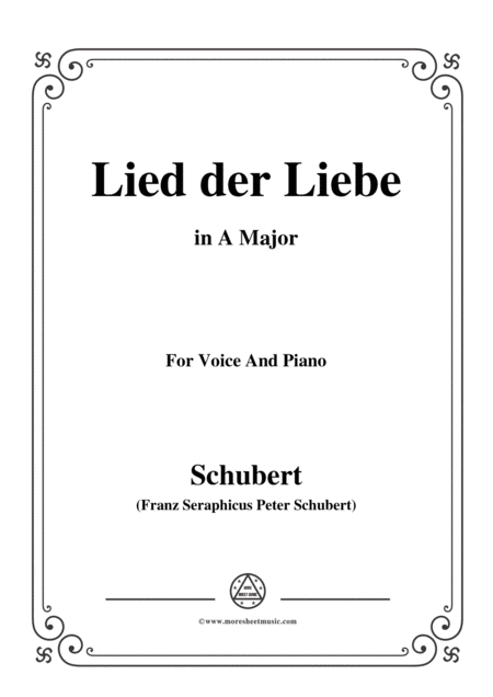 Schubert Lied Der Liebe In A Major For Voice And Piano Sheet Music