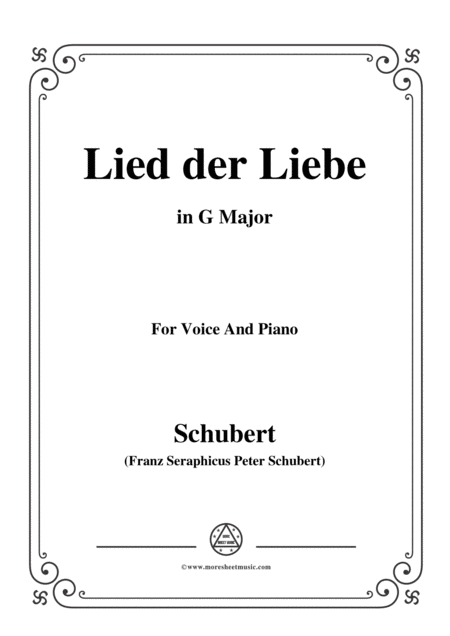 Schubert Lied Der Liebe In G Major For Voice And Piano Sheet Music