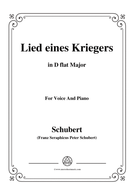 Schubert Lied Eines Kriegers D 822 In D Flat Major For Voice And Piano Sheet Music