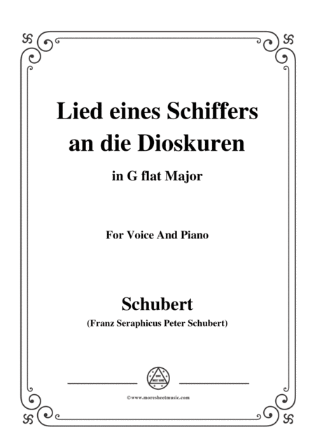 Free Sheet Music Schubert Lied Eines Schiffers An Die Dioskuren In G Flat Major Op 65 No 1 For Voice And Piano