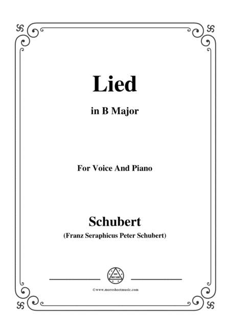 Schubert Lied Es Ist So Angenehm In B Major D 284 For Voice And Piano Sheet Music