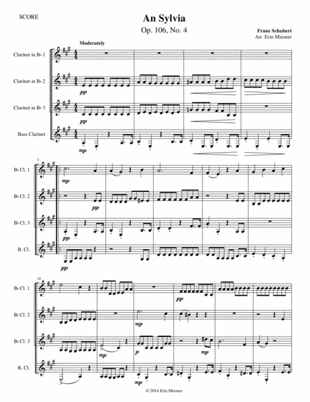 Free Sheet Music Schubert Lieder For Clarinet Quartet