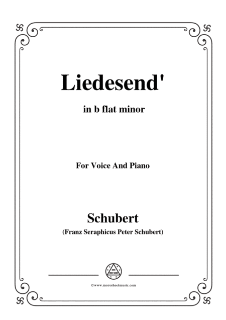 Schubert Liedesend In B Flat Minor For Voice And Piano Sheet Music