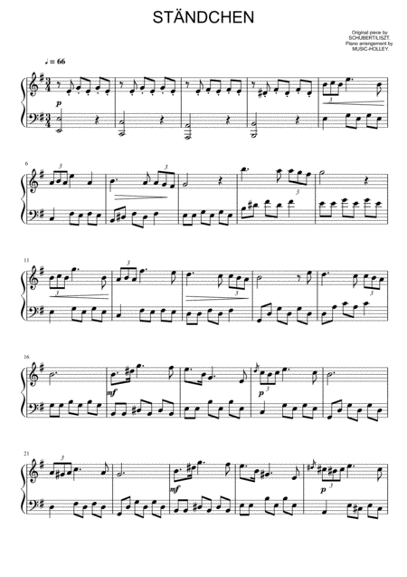 Free Sheet Music Schubert Liszt Stndchen Easy Piano