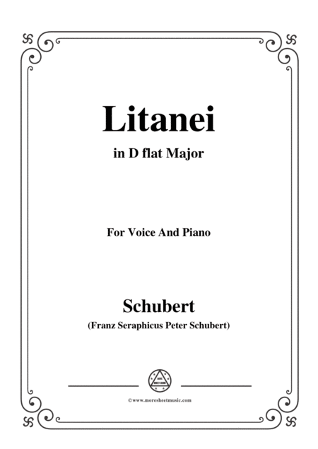 Schubert Litanei In D Flat Major For Voice And Piano Sheet Music