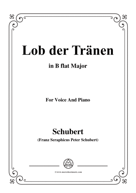 Schubert Lob Der Trnen Op 13 No 2 In B Flat Major For Voice Piano Sheet Music