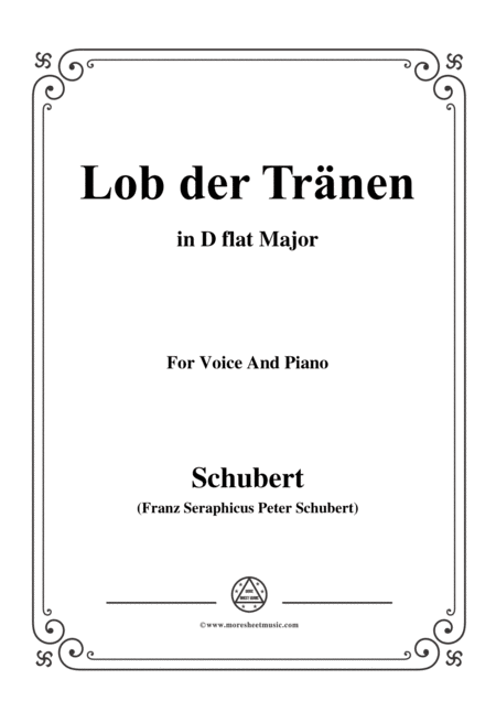 Schubert Lob Der Trnen Op 13 No 2 In D Flat Major For Voice Piano Sheet Music