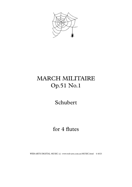 Schubert March Militaire For 4 Flutes Sheet Music