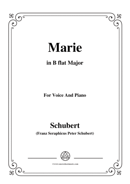 Schubert Marie In B Flat Major For Voice Piano Sheet Music