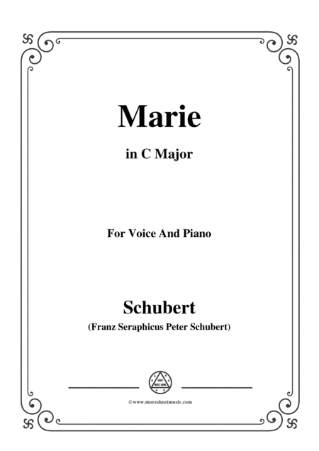 Free Sheet Music Schubert Marie In C Major For Voice Piano