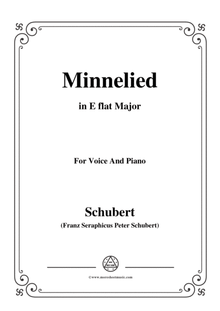 Schubert Minnelied In E Flat Major For Voice Piano Sheet Music