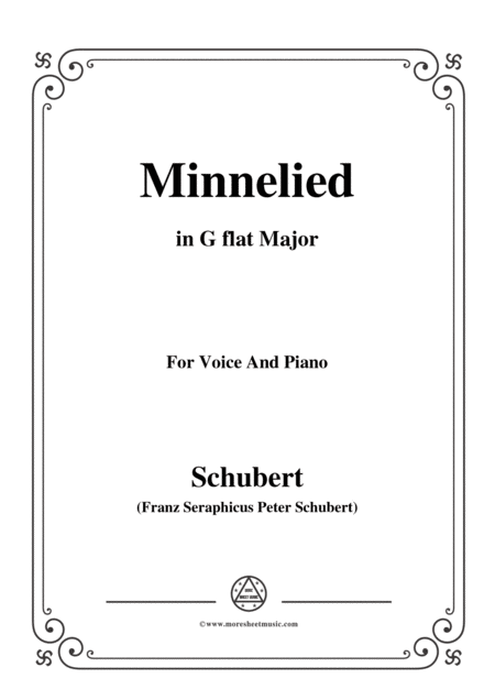 Schubert Minnelied In G Flat Major For Voice Piano Sheet Music