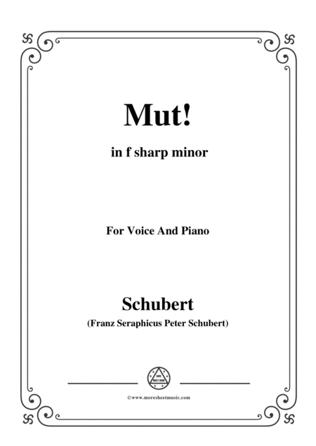 Free Sheet Music Schubert Mut From Winterreise Op 89 D 911 No 22 In F Sharp Minor For Voice Piano