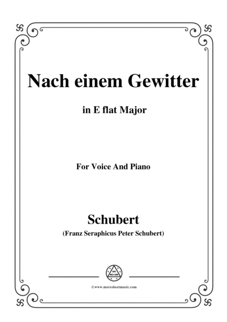 Schubert Nach Einem Gewitter In E Flat Major For Voice And Piano Sheet Music