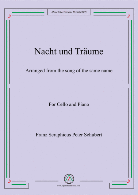 Schubert Nacht Und Trume For Cello And Piano Sheet Music