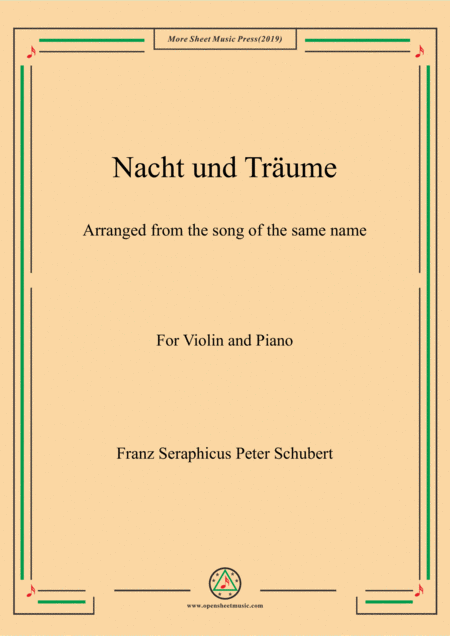 Schubert Nacht Und Trume For Violin And Piano Sheet Music