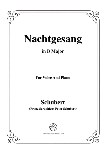 Free Sheet Music Schubert Nachtgesang In B Major For Voice Piano