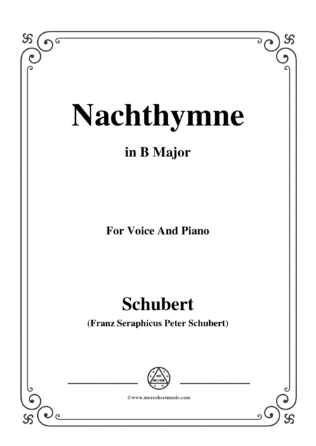 Schubert Nachthymne In B Major For Voice Piano Sheet Music