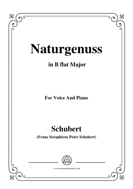 Schubert Naturgenuss In B Flat Major For Voice Piano Sheet Music