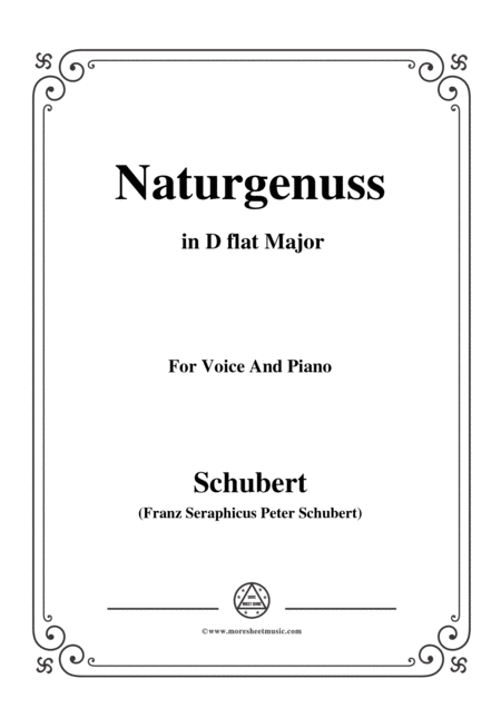 Schubert Naturgenuss In D Flat Major For Voice Piano Sheet Music