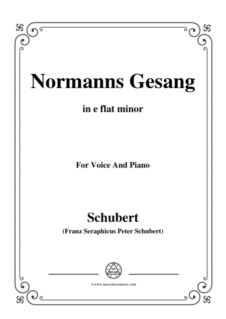 Schubert Normanns Gesang In E Flat Minor Op 52 No 5 For Voice And Piano Sheet Music