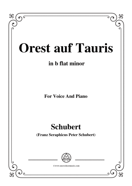 Free Sheet Music Schubert Orest Auf Tauris Orestes On Tauris D 548 In B Flat Minor For Voice Piano