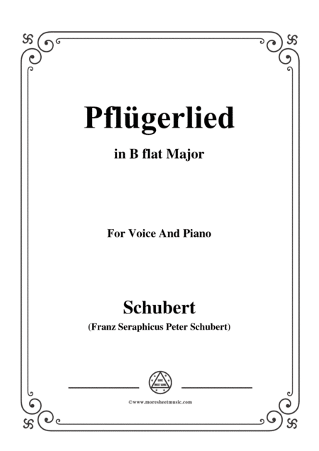 Schubert Pflgerlied In B Flat Major For Voice And Piano Sheet Music