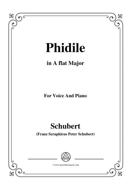Free Sheet Music Schubert Phidile In A Flat Major For Voice Piano