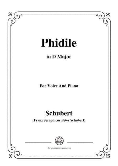 Free Sheet Music Schubert Phidile In D Major For Voice Piano