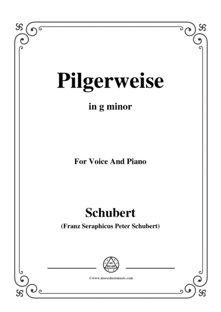 Schubert Pilgerweise In G Minor For Voice Piano Sheet Music