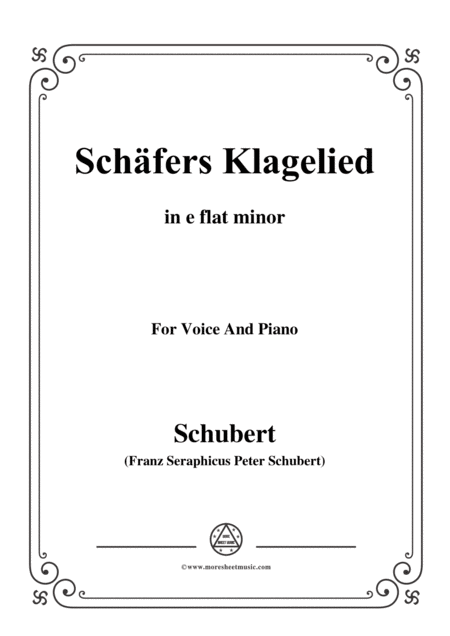 Schubert Schfers Klagelied In E Flat Minor Op 3 No 1 For Voice And Piano Sheet Music