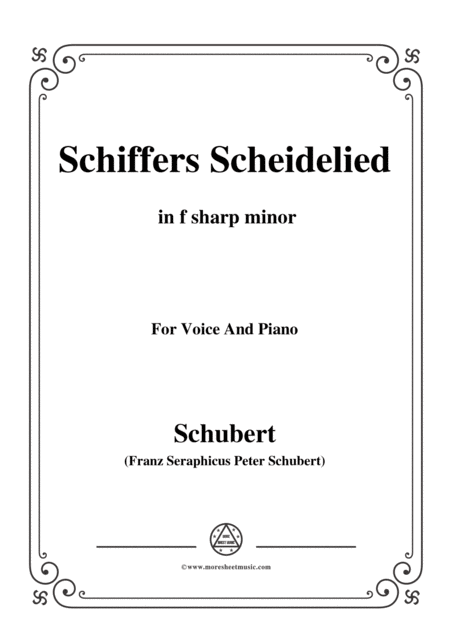 Schubert Schiffers Scheidelied In F Sharp Minor For Voice And Piano Sheet Music