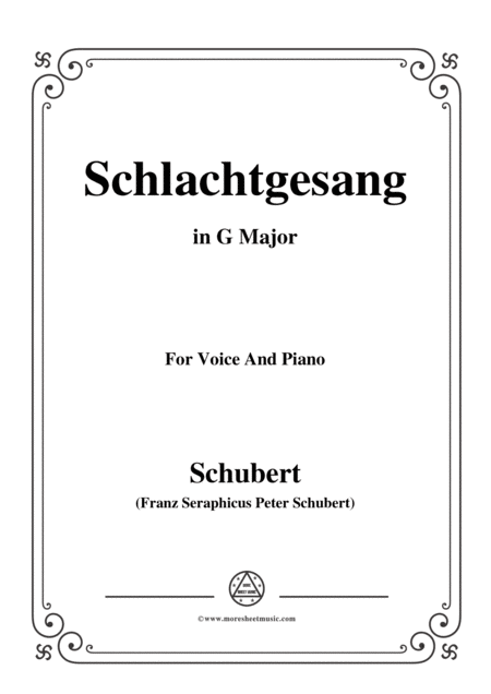 Schubert Schlachtgesang In G Major For Voice Piano Sheet Music