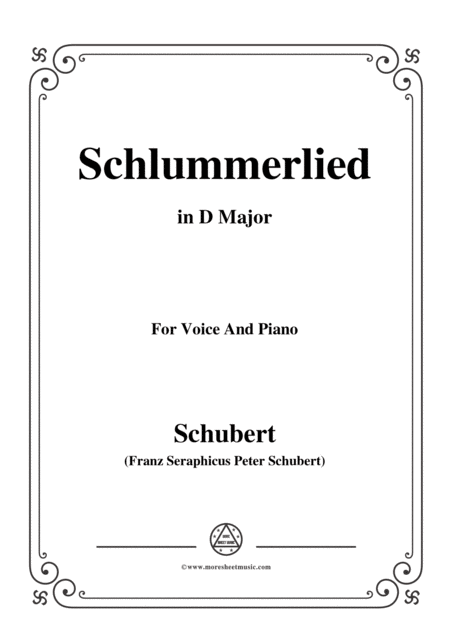 Free Sheet Music Schubert Schlummerlied In D Major Op 24 No 2 For Voice And Piano