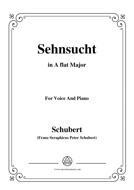 Free Sheet Music Schubert Sehnsucht In A Flat Major For Voice Piano