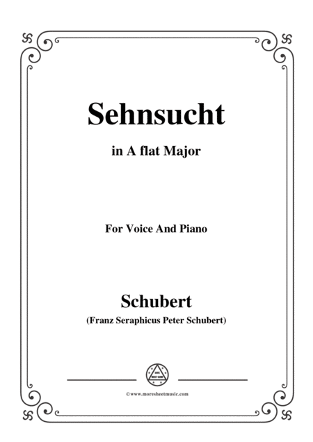 Schubert Sehnsucht In A Flat Major Op 8 No 2 For Voice And Piano Sheet Music