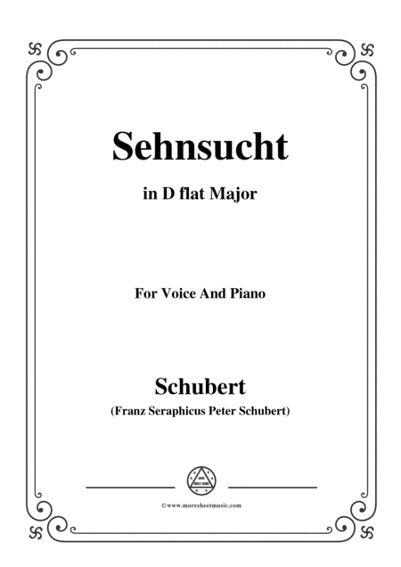 Schubert Sehnsucht In D Flat Major For Voice Piano Sheet Music