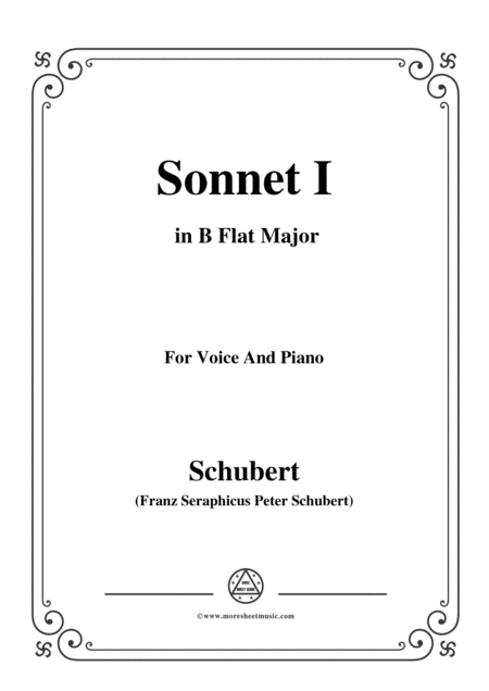 Schubert Sonnet I In B Flat Major For Voice And Piano Sheet Music