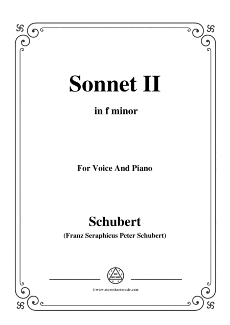 Schubert Sonnet Ii In F Minor For Voice And Piano Sheet Music