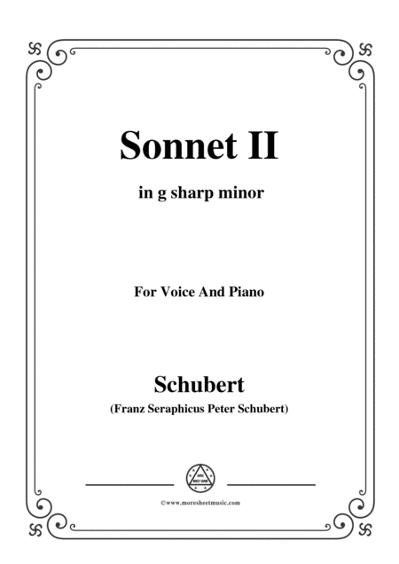 Schubert Sonnet Ii In G Sharp Minor For Voice And Piano Sheet Music