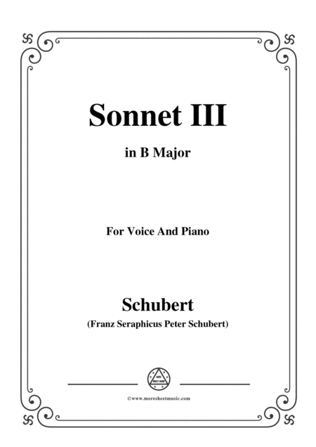 Free Sheet Music Schubert Sonnet Iii In B Major For Voice Piano