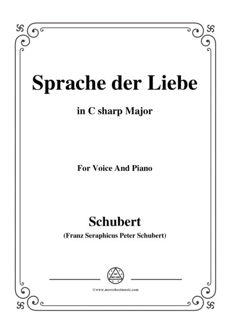 Schubert Sprache Der Liebe Op 115 No 3 In C Sharp Major For Voice Piano Sheet Music