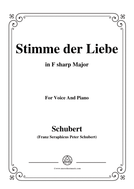 Schubert Stimme Der Liebe In F Sharp Major For Voice Piano Sheet Music