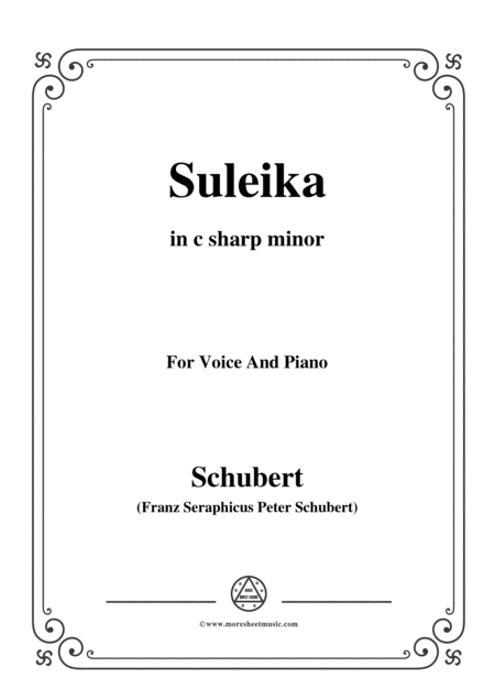 Free Sheet Music Schubert Suleika Suleika I Op 14 No 1 In C Sharp Minor For Voice Piano