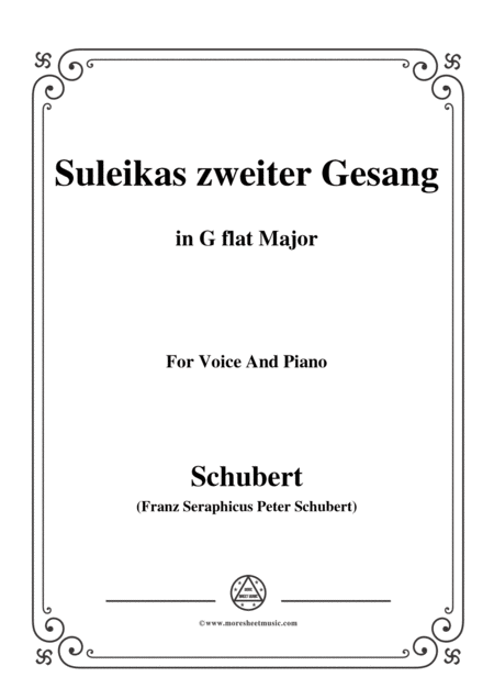 Schubert Suleikas Zweiter Gesang In G Flat Major For Voice And Piano Sheet Music