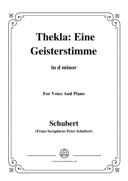 Schubert Thekla Eine Geisterstimme Thekla A Spirit Voice D 595 In D Minor For Voice Piano Sheet Music