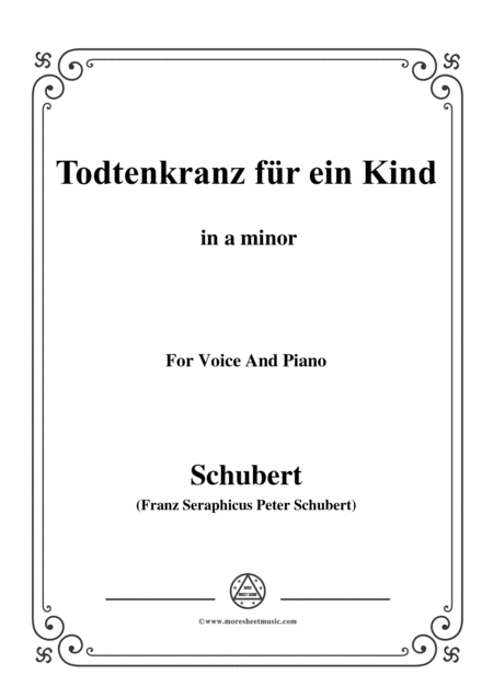Free Sheet Music Schubert Todtenkranz Fr Ein Kind In A Minor For Voice Piano
