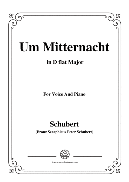 Free Sheet Music Schubert Um Mitternacht At Midnight Op 88 No 3 In D Flat Major For Voice Piano