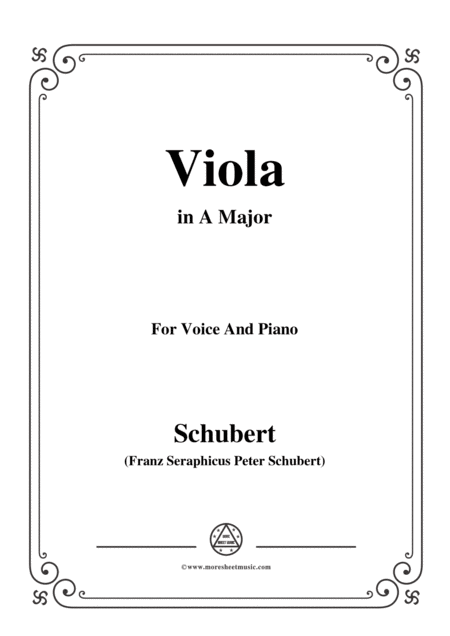Free Sheet Music Schubert Viola Violet Op 123 D 786 In A Major For Voice Piano